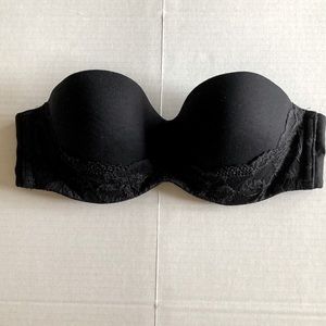 Victoria’s Secret Black Strapless Lacy Lightly Lined Underwire Bra Size 32C